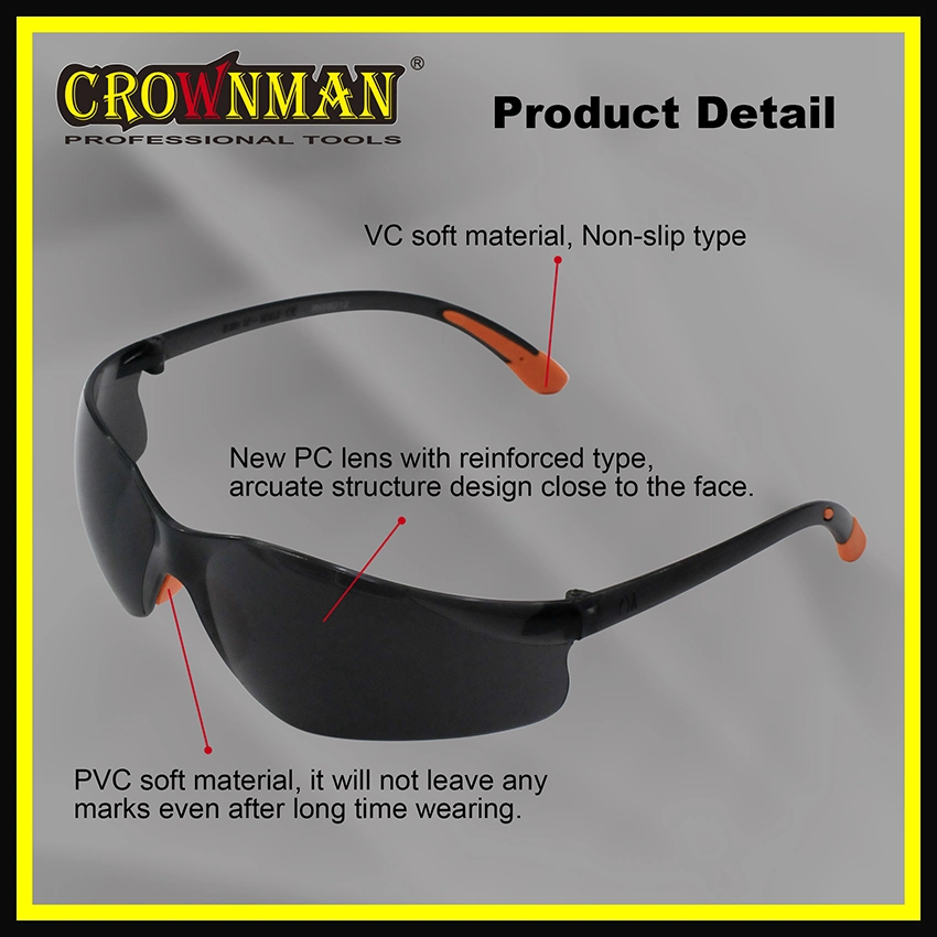 Crownman PPE, Protective Safety Glasses with CE Certificate, Dark Color Protective Spectacles