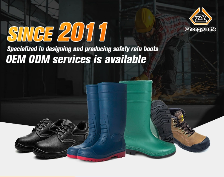 Black Neoprene Safety Rubber Rain Boots for Men